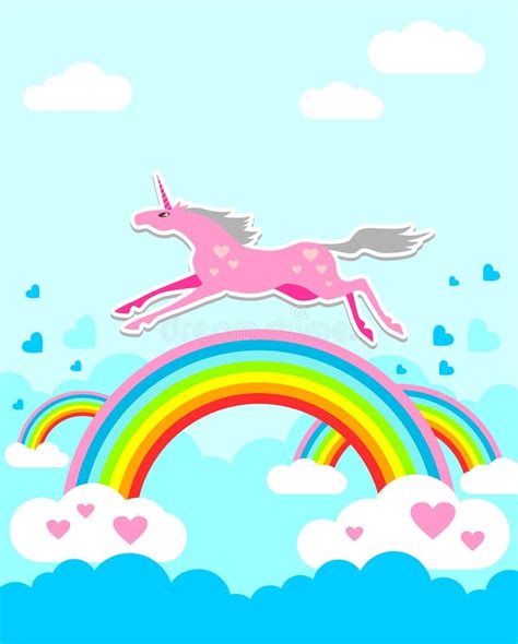 Unicornio En El Arco Iris Ilustración Del Vector Ilustración De Horned