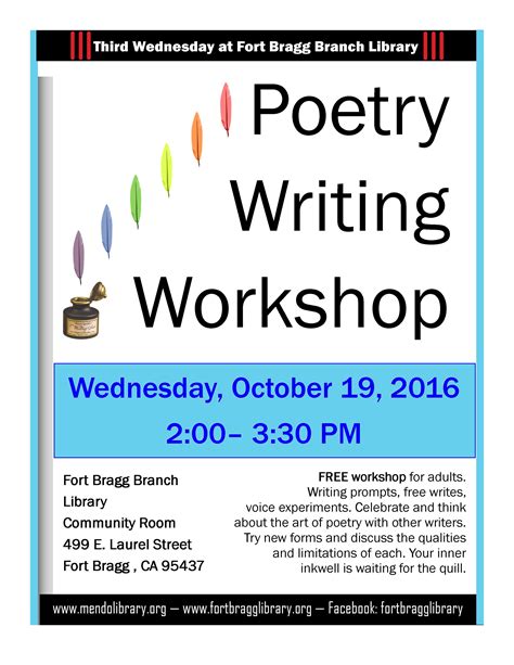 Poetry Writing Workshop Fort Bragg Library