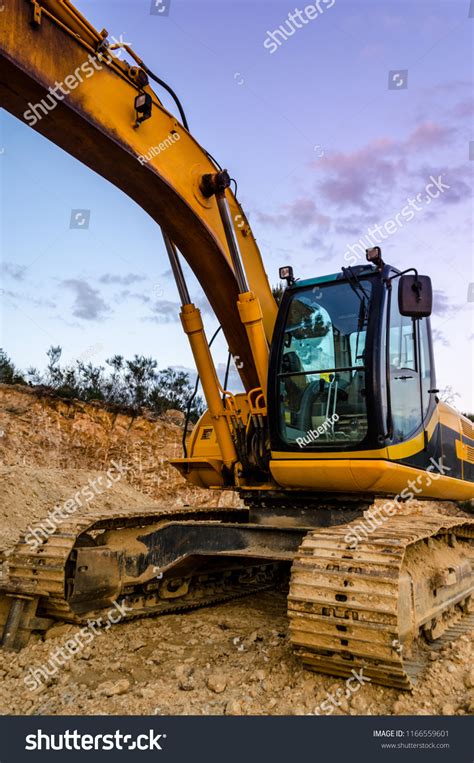 Hydraulic Excavator Parked Construction Area During Stock Photo