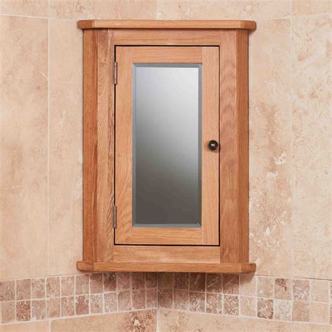 Mobel Oak Bathroom 100 Solid Oak Mirrored Corner Wall Cabinet