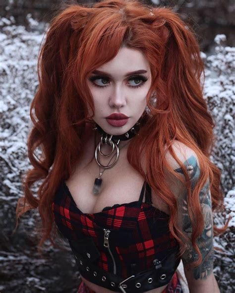 Pin By Dolomite On Beautiful Goth Redhead Girl Goth Glam Gothic Beauty