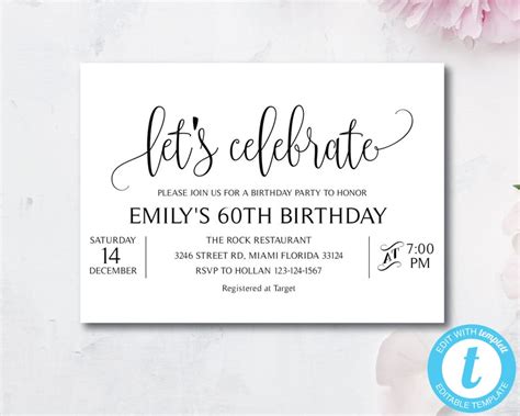 Elegant Lets Celebrate Invitation Generic Party Etsy Australia