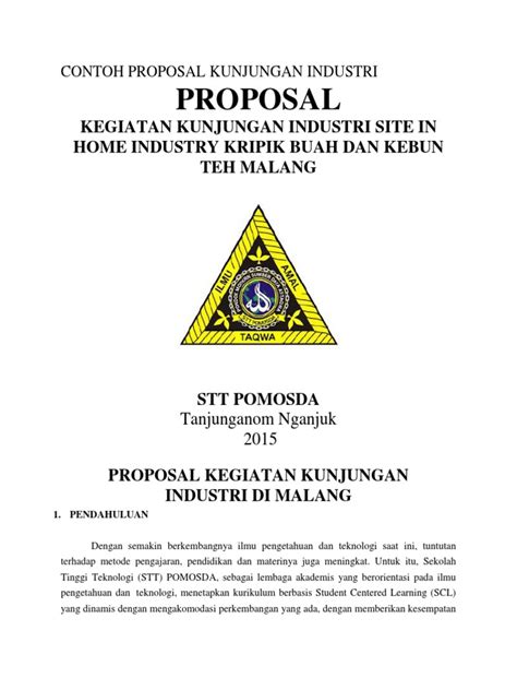 Contoh Proposal Kunjungan Industri Pdf