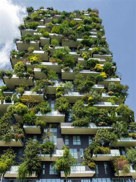 Milano Italy Bosco Verticale A Close Up View At The Modern And