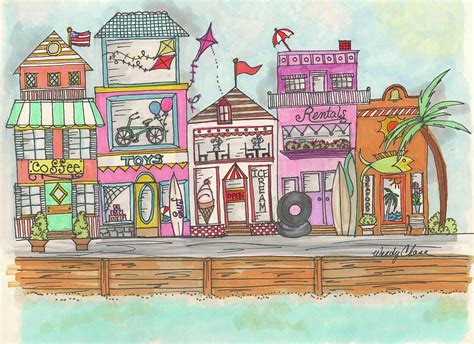 Beach Shops Drawing By Wendy Chase Fine Art America