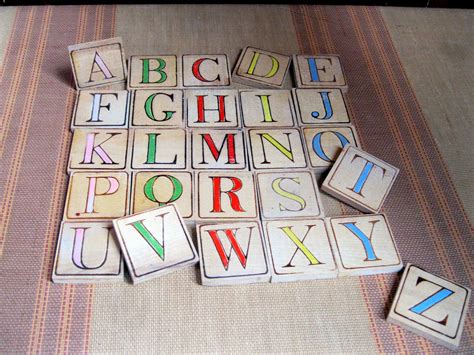 Vintage Alphabet And Number Blocks From The 1960s Wooden Letters Crafts