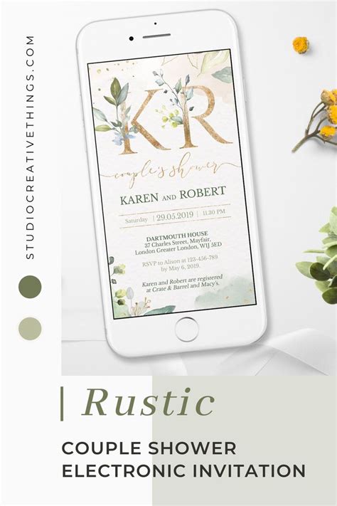 the rustic wedding shower is displayed on an iphone
