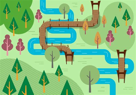 Topographic Map With River Vector Stock Illustration