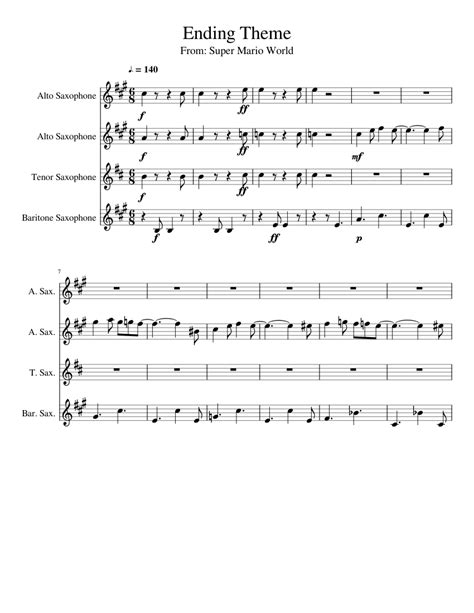 Look to any of these good pop songs for baritones to help inspire you and remind you of the type of sound you can embrace to find your place in the singing world. Super Mario Ending Theme sax quartet Sheet music for Alto Saxophone, Tenor Saxophone, Baritone ...