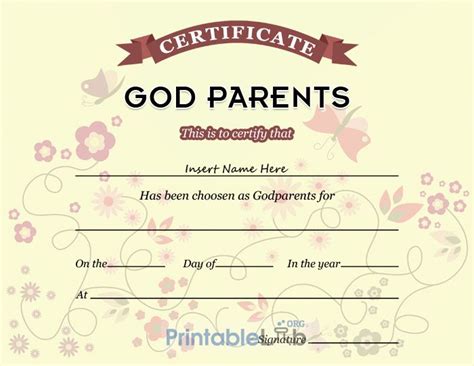 Free Godparent Certificate Template Simple Birth