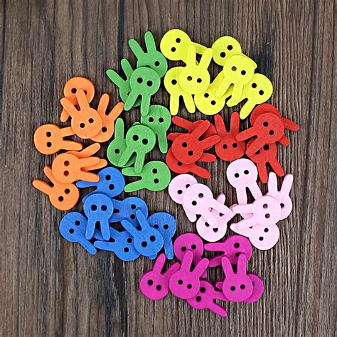 Rabbit Shape Colorful Wooden Buttons 2 Holes For Sewing Crafting 7