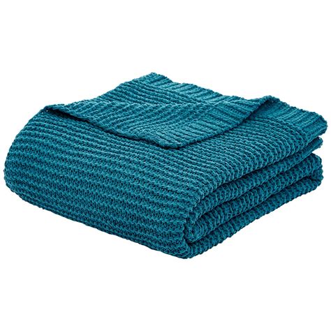 Amazonbasics Knitted Chenille Throw Blanket 66 X 90 Inches Teal