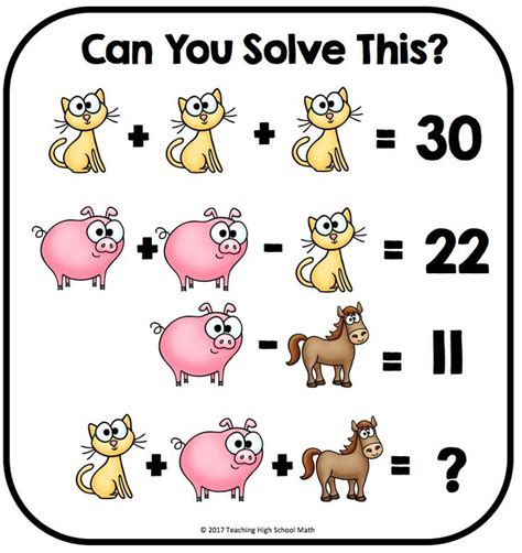 Algebra Critical Thinking Puzzles Set Of 15 Fun Math Logic Puzzles