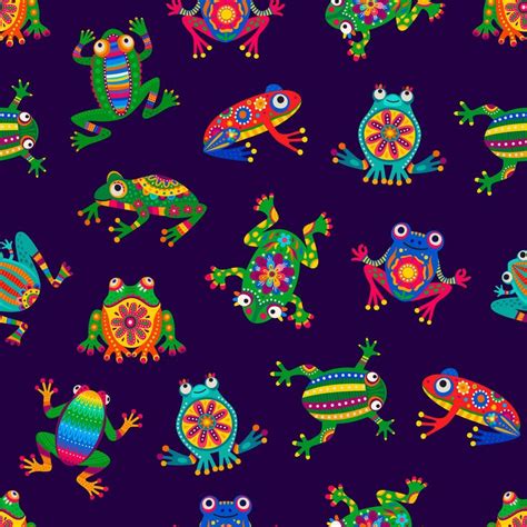 Mexican Frogs Seamless Pattern Cartoon Background 25432493 Vector Art