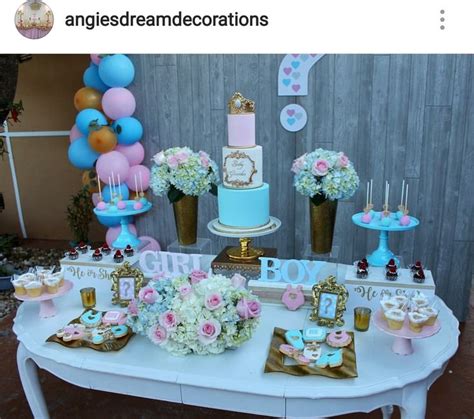 Gender Reveal Party Dessert Table And Decor Gender Reveal Dessert Gender Reveal Candy Table