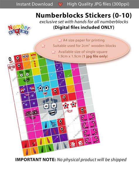 Numberblocks Faces 0 10 And Hands 19cm A4 Stickers Printing Etsy Uk