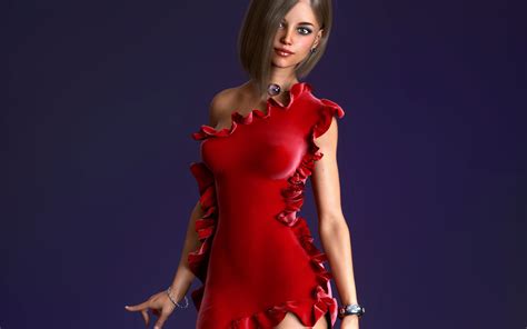 1280x800 Red Dress Girl 3d Cgi 4k 720p Hd 4k Wallpapers Images