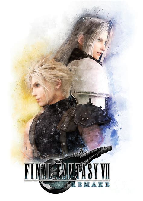Watercolor Portrait Of Cloud Strife And Sephiroth Mixed Media By Waldek