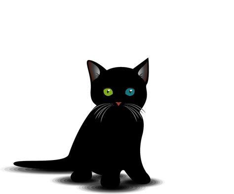 kitten clipart black and white