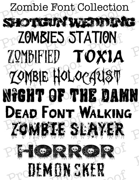 Zombie Font Collection Great For Use With Cricut Silhouette Etsy
