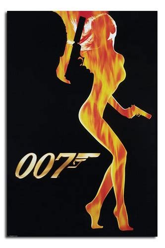 0034 james bond 007 flame girl silhouette poster james bond movie posters james bond movies