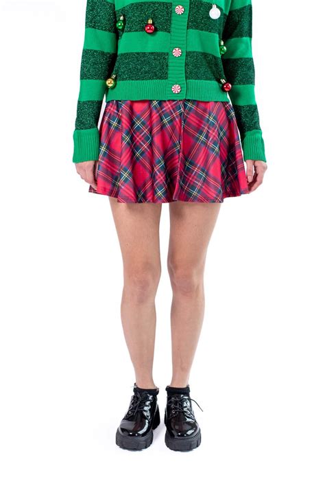 Black And Red Plaid Skater Skirt