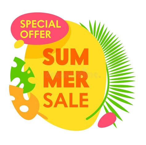 Summer Sale Special Offer Banner Special Offer Tag Icon With Palm