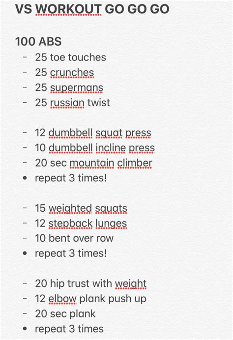 Victorias Secret Workout Model Workout Routine Model Workout Plan