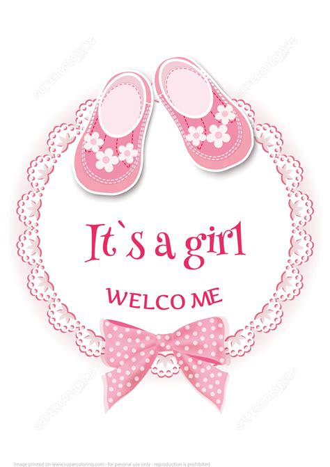 Baby shower thank you cards. Baby Shower Arrival Card "It's a Girl" | Free Printable ...