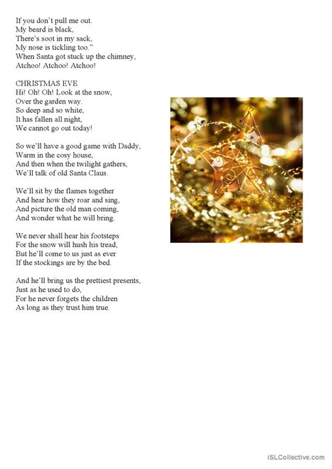 Christmas Poems English Esl Worksheets Pdf And Doc