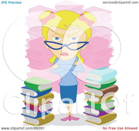 Royalty Free RF Clipart Illustration Of A Stern Blond Librarian Woman