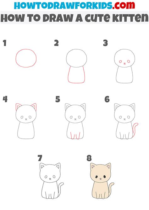 How To Draw A Cute Kitten Easy Drawing Tutorial For Kids