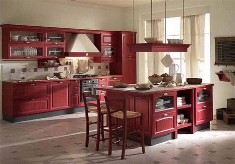 red - country style kitchen 1 | Red country kitchens, Country farmhouse