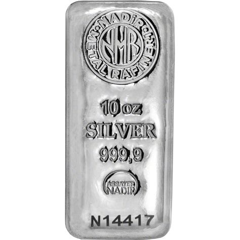 10 Oz Nadir Metal Rafineri Refinery Silver Bar 9999 Fine Silver