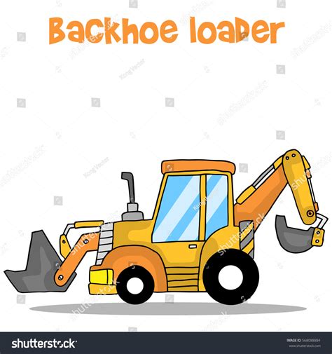 Backhoe Loader Cartoon Vector Art Illustration Stock Vector Royalty