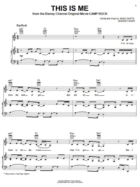 This Is Me Sheet Music By Demi Lovato Piano Vocal And Guitar Right Hand Melody 65124