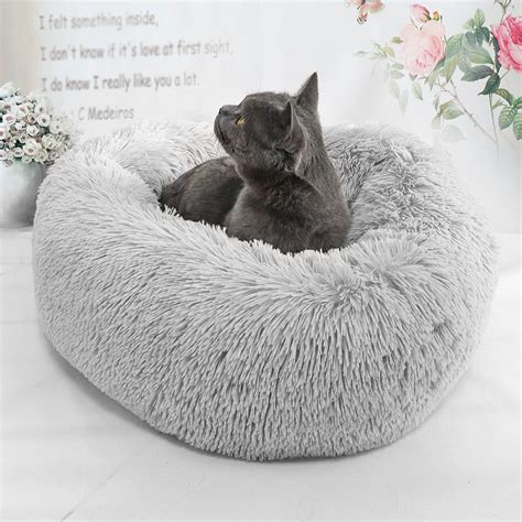 Long Plush Cat Bed House Soft Round Cat Bed Winter Pet Dog Cushion Mats