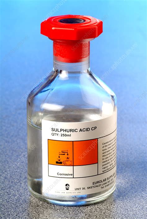 Sulfuric acid is formed naturally by oxidation of sulfide minerals in rocks. Reagent bottle of sulphuric acid - Stock Image - A500/0709 ...