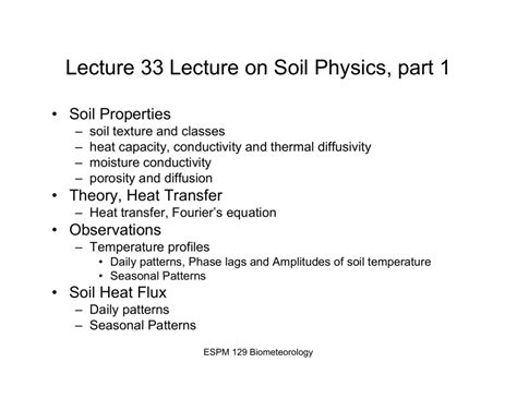 Lecture 33 Lecture On Soil Physics Part 1