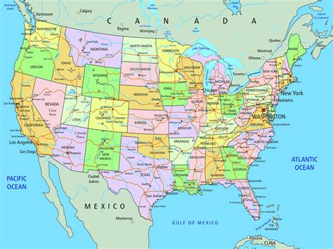 Large And Attractive City Map Of The Usa Capital And States Map