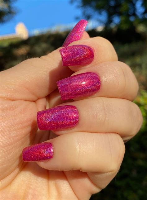 Fuchsia Berry Holographic Berry Pink Hot Pink Holographic Rainbow Custom Blended Glitter Nail