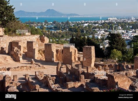 Carthages Punic Quarter Ruins On Byrsa Hill Overlooking Bay Of