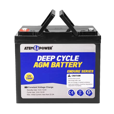ATEM POWER 12V 75Ah AGM Battery Deep Cycle Battery Portable Box 4WD ...