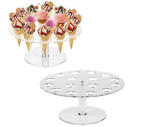 Buy Wwmily 1 Pack Acrylic Ice Cream Cone Holder Stand With 16 Holes