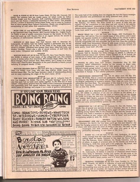 Boing Boing Advertisement In Factsheet Five 33 1989 Boing Boing