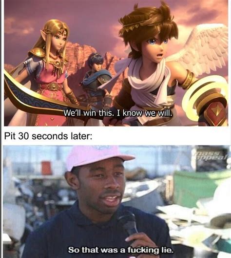 Final smash(dragon):quote call a dragon and the dragon can fly,bite and throw mimigas. Pit's Realization | Smash bros funny, Super smash bros memes, Smash brothers