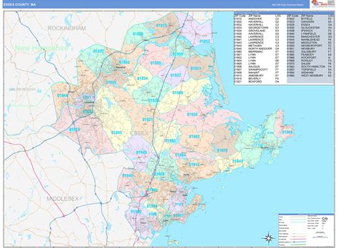 Essex County Ma Wall Map Color Cast Style By Marketmaps