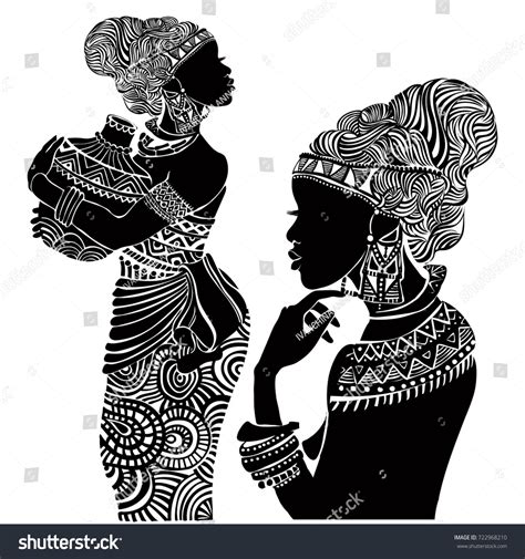Beautiful Black Woman Silhouette African Isolated Stock Vector Royalty