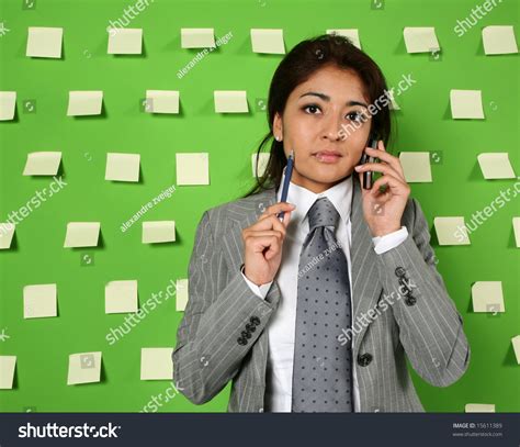 Businesswoman Green Background Stock Photo 15611389 Shutterstock