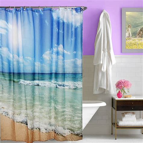 Various Shower Curtain Waterproof Polyester Fabric Bathroom Bath Decor With Hook
